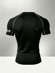 Gym Rark Men's Colorblock Short Sleeve Top And Drawstring Waist Long Pants Casual Daily Sports Outfit - Black - View 2