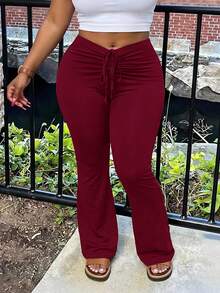 Slaydiva Celana Panjang Wanita Ukuran Besar Musim Semi/Panas Terbaru: Gaya Jalanan Kasual, Cokelat, Serbaguna, Modis, Potongan Ramping, Tali Serut, Berkerut, Celana Lebar. Cocok untuk Pemakaian Sehari-hari, Belanja, Gaya Jalanan, Pakaian Kasual, Perjalanan, Liburan, Pantai, Gaya Barat, Nomaden, Bohemian, Pakaian Bandara, Festival, Festival Musik, Kencan, Pesta, Olahraga, Belanja, dan Acara Lainnya. - Burgundy - View 1