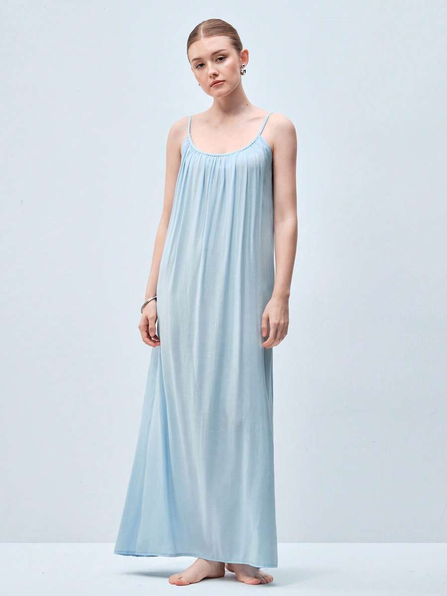 Softvol 1件女款性感露背細肩帶睡裙