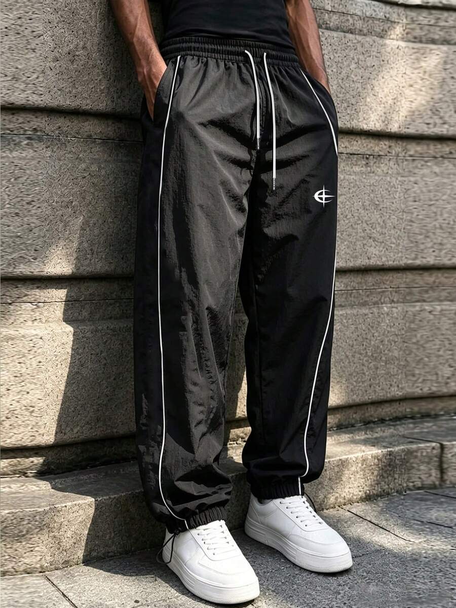 Sport MetroGents 男士抽繩腰口袋休閒日常旅行運動長褲 - 黑色 - 查看 1