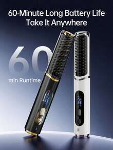 Teckwe Portable Wireless Straight Hair Comb, LED Digital Display Screen, USB Charging Interface, Lightweight And Compact Design, Suitable For Home And Travel Use, Women's Curling Iron, Power On/Off Prompt Sound, Halloween Style, 4000mAh Rechargeable Battery - Multicolor - View 4