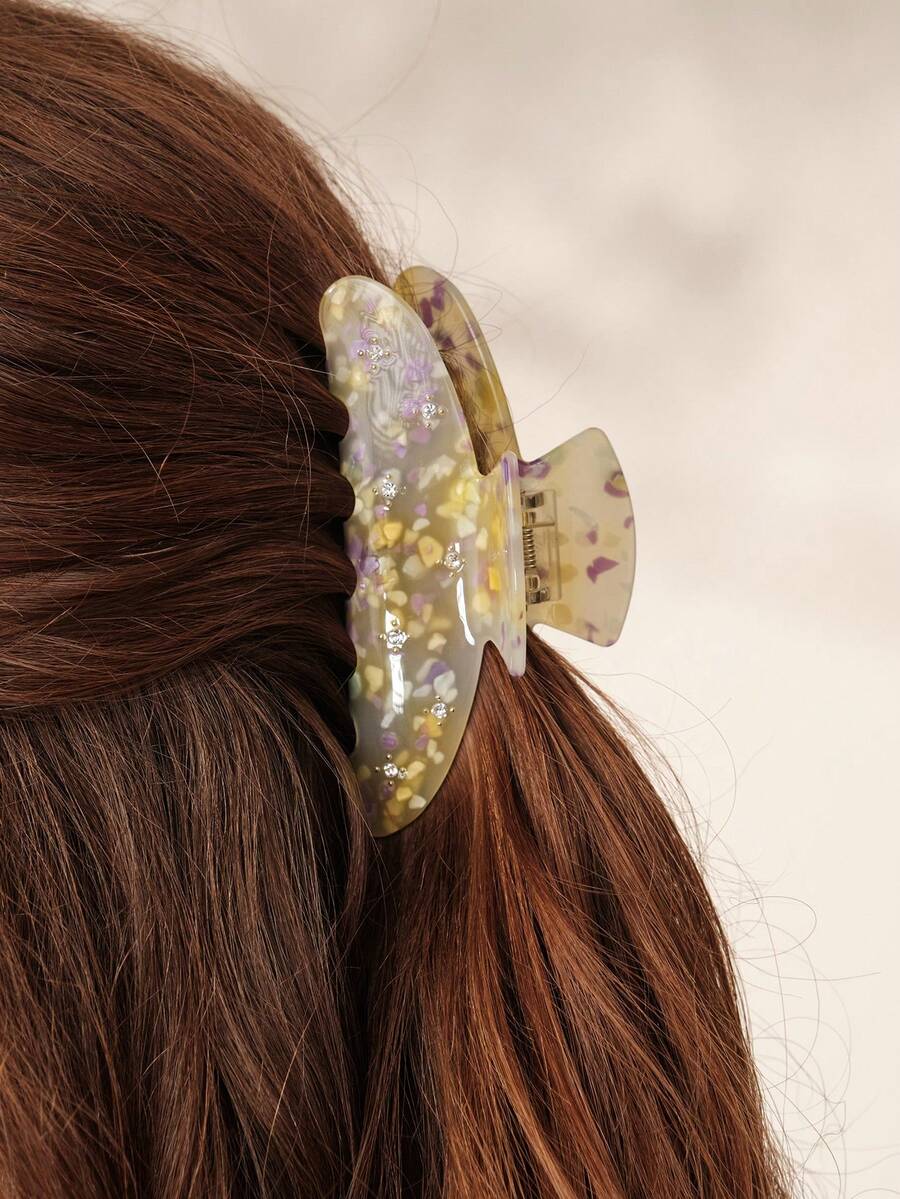 MOTF PREMIUM PRE-SEMI-CURVED MULTI-COLOR OIL PAINTING MICRO-INLAID DIAMOND IRREGULAR DIAMOND ELEGANT HAIRPIN - Multicolor - View 2