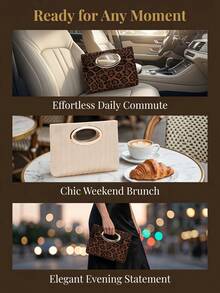 Cirelle 1Pc/2Pcs Portable PU Leather Hand Clutch Equipped With Shiny Metal Hardware. Retro Leopard And Minimalist Woven Designs Are Selectable. Large Capacity Holds Personal Essentials, Perfect For Multiple Occasions As A Refined Festival Gift For Females. - Multicolor - View 11