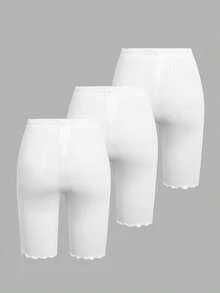 SHEIN 3PCS Tween Girls Leggings - White - View 3