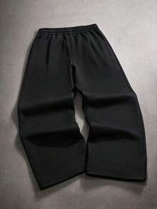 STYNVO Men's Drawstring Waist Wide Leg Loose Casual Sweatpants - Black - View 2