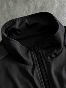 PAVTROS Men's Frog Patch Design Letter Print Casual Jacket - Black - View 4
