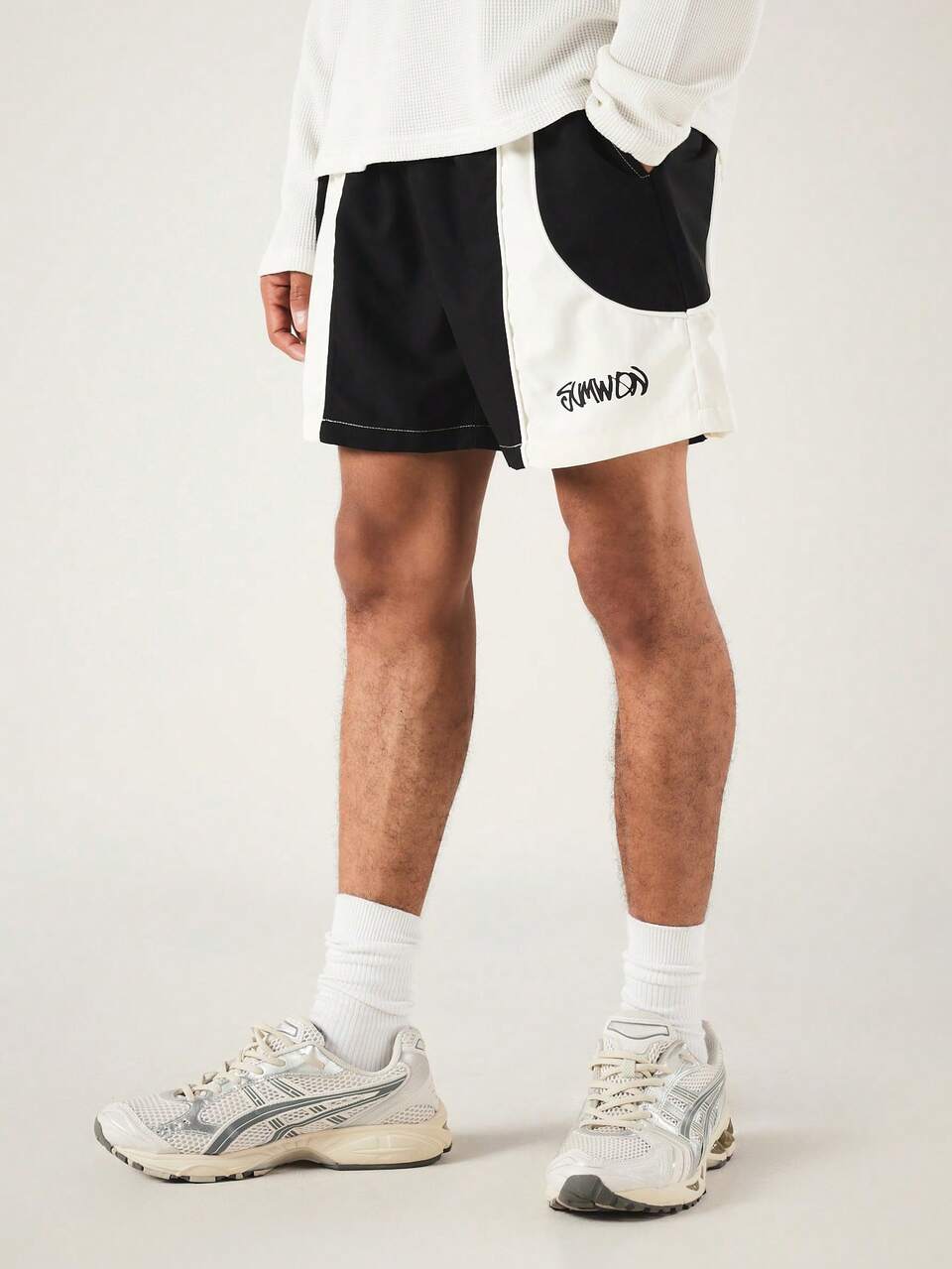 Color Block Shorts With Contrast Stitching Elasticated Drawstring Waist And Side Pockets Summer Festival Streetwear