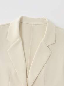SHEIN Franclia New Summer Solid Color Minimalist Business Casual Professional Commuter Office Business Structured Business Blazer Teachers' Day Off-White - Apricot - View 5