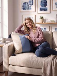 Cirelle 1pc/2pcs All-Season 3-Tone Vertical Color Block Canvas Pillow Covers With Four-Corner Tassels, Minimalist Modern Boho Neutral Home Decor Cushion Cases For Sofas, Bedrooms, Bay Windows, Apartments & Homestays, Pillow Insert Not Included - Light blue - View 8