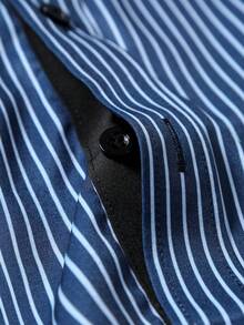 Calvornis Men's Business Striped Pocket Single-Breasted Short Sleeve Shirt - Multicolor - View 5