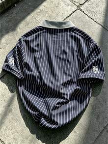 Manfinity EMRG Camisa polo casual de hombre con estampado digital de rayas - Multicolor - Ver 2