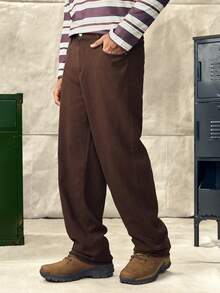 Norleigh Men Slant Pocket Straight Leg Jeans - Coffee Brown - View 1
