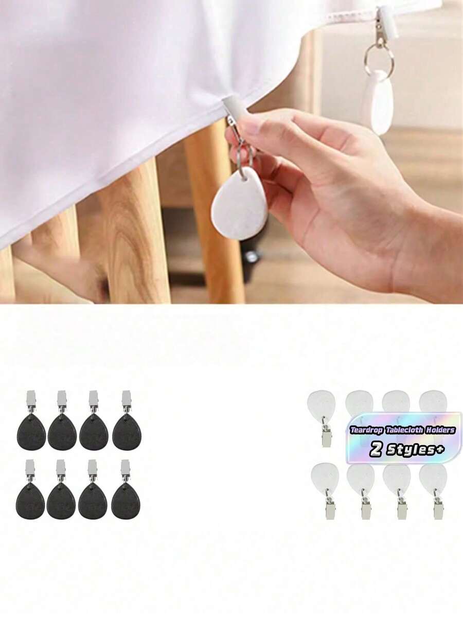 Tränenform Tischdecken Gewichte mit Metallclip Tischdecken Anhänger Marmor Tischdecken Gewichte Elegante Tischdecken Ergänzungen Tischdekoration Tischdecken Charm Anhänger Dekorationszubehör für DIY Aufhängbare Stoff Clip Schnallen für Zuhause, Picknicks, Camping - Verschiedenfarbig - Übersicht 1