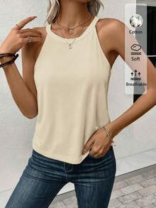 SHEIN LUNE 2件組 95%棉女款休閒戶外舒適細肩帶背心上衣，適合春夏，可愛白色上衣，黑白配色無袖上衣，白色與黑色細肩帶背心，夏季白色上衣 - 彩色 - 查看 2