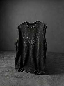 Sport MetroGents Tank Top Olahraga Pria Motif Laba-laba, untuk Gym - Hitam - View 1
