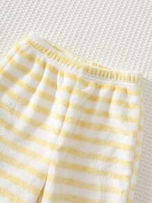Cozy Pixies Baby Girls Pullover Sweatshirt Co-Ords Round Neck Pullover Fleece Lined Long Sleeve Yellow Applique Swan Pattern Yellow Bow Soft Knit Pullover Sweatshirt Elastic Waist Striped Yellow Long Pants Baby Girl 2-Piece Set Cute & Comfortable - Yellow - View 8