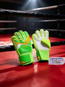 1 Pair Adult Soccer Goalkeeper Gloves With Finger Protection, Anti-Slip Wear Resistant Training Goalie Protective Gear - Green - View 1