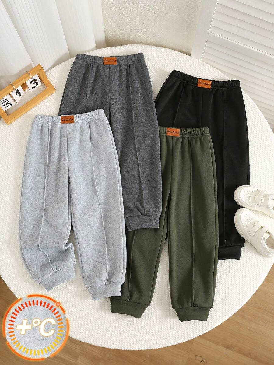 SHEIN 4pcs Kids Young Boy Autumn/Winter Casual Basic Sweatshirt Multi-Pack Boy Joggers Kids Sweatpants - Multicolor - View 1