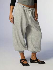 COUREZ Slim Balloon Ankle Length Joggers /Y2K Streetwear Pants For Women Grey Pants Women's Fall Outfits For Women Autumn Winter Streetwear Casual Gym  - Light Grey - View 5