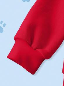 SHEIN | PAW Patrol 小男孩卡通图案连帽长袖卫衣 - 紅色 - 查看 4