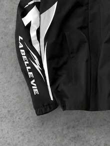 PAVTROS Jaket Berkerudung Patchwork Techwear Hitam & Putih, Desain Street Sports, Jaket Kasual Multifungsi untuk Pria - Hitam - View 8