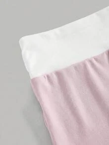 Girlism 少女春夏季秋冬新款針織粉色拼接白色純色長袖立領拉鍊T恤背心單車褲3件套，運動服，基礎極簡休閒風 - 粉色 - 查看 6