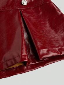 Sweetra Rok Seksi Ukuran Besar dengan Desain Belahan untuk Musim Gugur - Burgundy - View 6