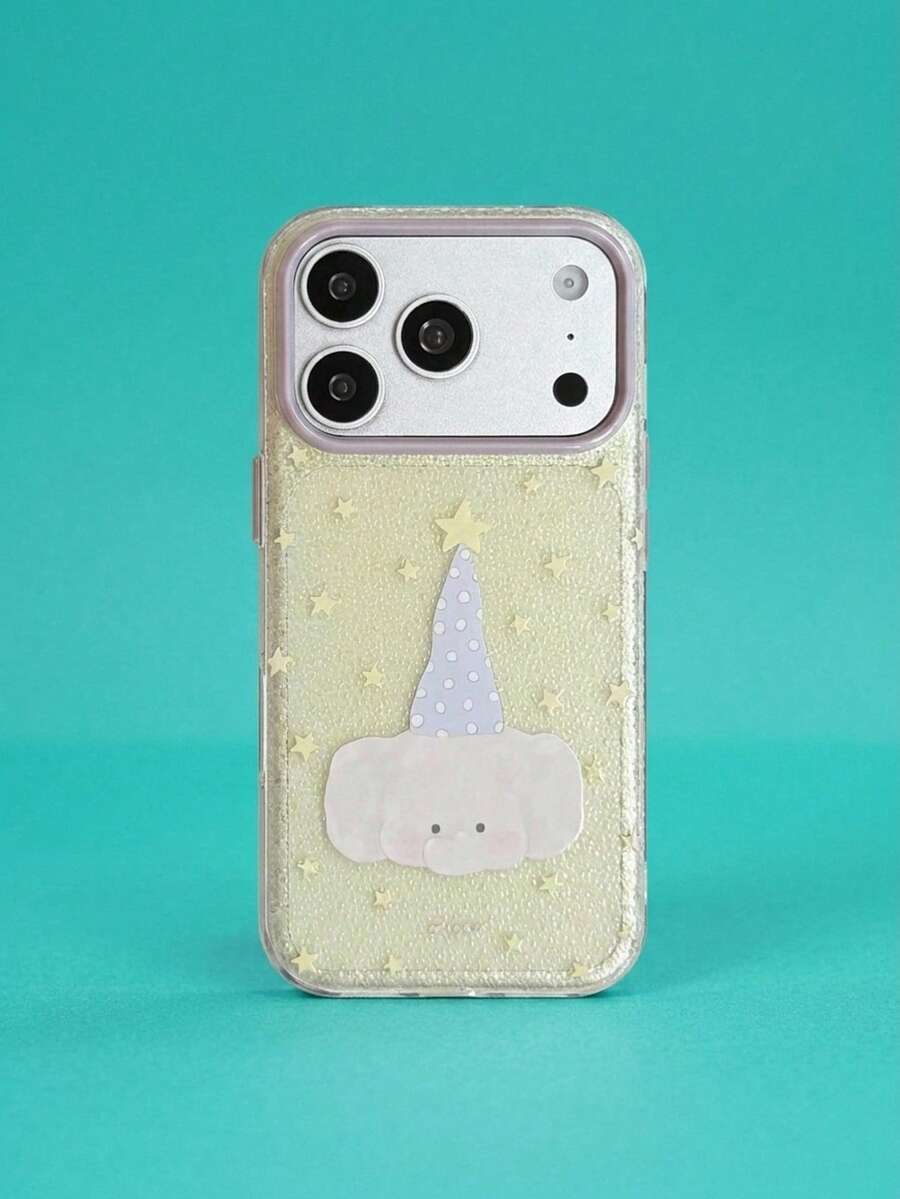 ShellaStory Cute Star Hat Animal Compatible With Apple 17pro Phone Case Phone16 Ins Style 14 Soft Case 15 Girl, Creative, Geometric, Card Style, Fresh, Niche, Soft Girl, Ins Style - Yellow - View 1