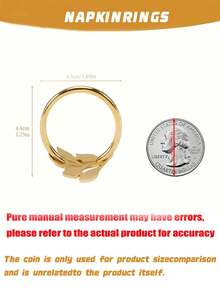 12/20Pcs Gold Leaf Napkin Rings – Reusable Metal Napkin Holders For Wedding, Christmas, Party, Table Decor - Multicolor - View 4