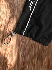 Gym Rark Men's Letter & American Flag Print Drawstring Waist Sports Long Pants - Black - View 3
