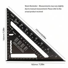 Transportador de aluminio de precisión, regla escuadra triangular con borde dentado, proyectos de bricolaje, decoración del hogar y diseño, juego de herramientas, indicación de cantidad clara, diseño compacto - Multicolor - Ver 2