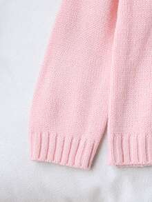 SHEIN Fashionable Versatile Cute Bow Pullover Round Neck Sweater For Girls - Pink - View 8