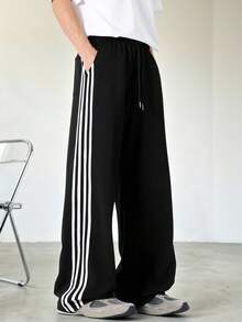 Gym Rark Men's Drawstring Waist Letter Pattern Colorblock Casual Daily Travel Sports Long Pants - Black - View 3
