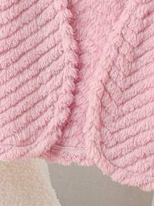 SHEIN Sparklyn 女童毛絨長袖開襟外套 秋季 - 粉色 - 查看 5