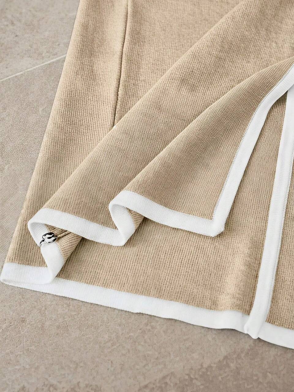 MOTF SPRING/SUMMER CONTRAST TRIM SPLIT HEM KNIT SWEATER DRESS