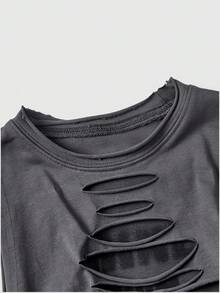 ACID BLVD Summer Spring Autumn Punk Street Y2K Distressed Letter Cutout Contrast Color Tank Top - Black - View 10