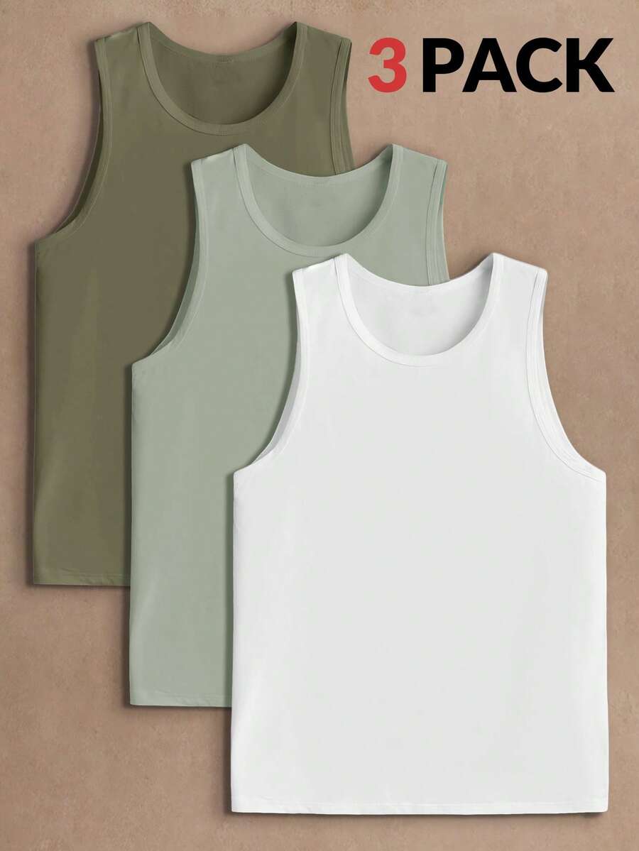 EASEVO Paquete de 3 camisetas de uso diario versátiles de unicolor para hombres de talla grande - Multicolor - Ver 1