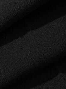 Dazy Plus Plus Size Solid Color Fitted Business Casual Versatile Ankle-Length Black Spring/Autumn Trousers Dress Pants - Black - View 7