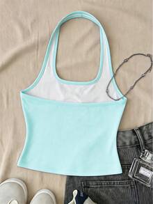 Casual Halter Neck Tank Top, Suitable For Summer Mothers Day Outfit Graduation Summer Tops Beach Primary School,Middle School,School Pinafore / Apron - White - View 2