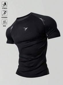 GymBeat Men's Short Sleeve Slim Fit Fitness Sports T-Shirt - Black - View 4