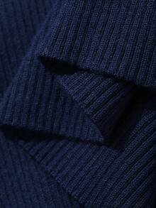 DAZY Tween Girls POLO Collar Fitted Long Sleeve Basic Top Autumn/Winter Knit Top - Navy Blue - View 3