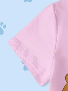 SHEIN | PAW Patrol 女童可爱小狗印花圆领短袖T恤，夏季 - 白色 - 查看 6