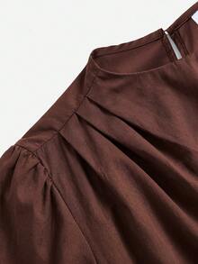 SHEIN Girlism Teen Girls Dresses, Early Autumn Casual Elegant Black Print Waist-Cinching Dress, Suitable For Daily Outfits, Graduation Season Events Teachers' Day - Brown - View 4