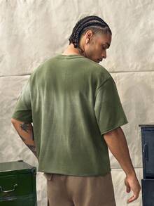 Norleigh Camiseta de manga corta holgada casual con cuello redondo y degradado para hombre, de algodón, para vacaciones - Verde - Ver 2