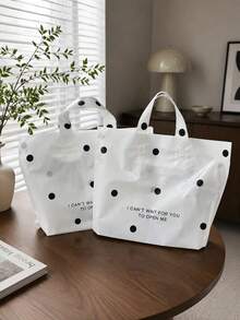 20 Pack Thickened Plastic Gift Tote Bag, Valentine's Day Party Gift Bag, Pink Simple Style Gift Bag, Light And Easy To Carry, Pink And White Dot Pattern, Suitable For Wedding, Shopping, Birthday Gift And Party Prize Bag - White - View 5