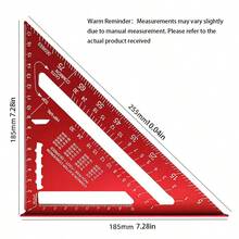 Transportador de aluminio de precisión, regla escuadra triangular con borde dentado, proyectos de bricolaje, decoración del hogar y diseño, juego de herramientas, indicación de cantidad clara, diseño compacto - Multicolor - Ver 8