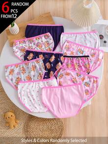 6pcs Girls Children Soft Underwear, Capybara Cartoon, Cute Heart Pattern, Pink, Navy Blue, Gray, White, Skin-Friendly Fabric, Home Night Winter - Multicolor - View 3