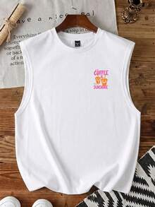 Manfinity Hypemode Men's Summer Casual Coffee Print Tank Top - White - View 3