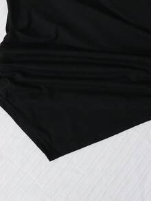 SHEIN 青少年女孩優雅不對稱領口抓皺腰部金屬扣短袖T恤，秋季 - 彩色 - 查看 6