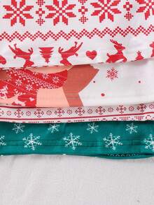 SHEIN Young Boys Christmas 2pcs Set, Random Holiday Print, Round Neck Long Sleeve Top & Long Pants, High Elasticity, Soft Skin-Friendly Fabric, Suitable For Home, Sleep, Inner Layer, Christmas Party, Photo, Spring/Autumn Loungewear - Multicolor - View 5